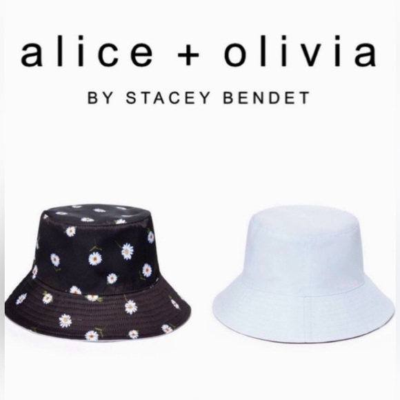 Alice + Olivia Reversible Daisy Floral Beach Sun Bucket Hat OS, NWT - Picture 3 of 6